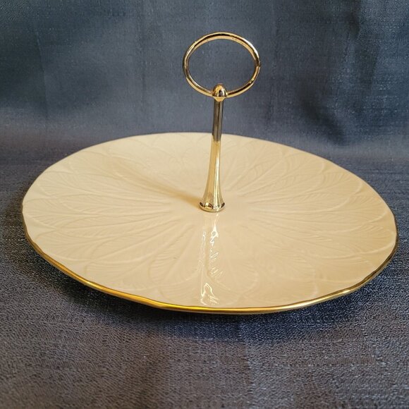 Lenox Other - Vtg LENOX 1-Tier Fruit Server Tray Ivory Porcelain Plate Stand Centerpiece 10"